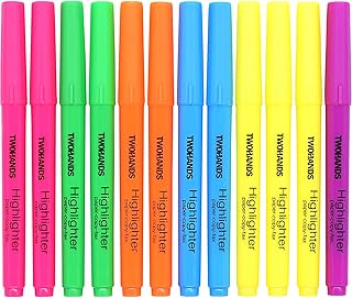 TWOHANDS Highlighters Assorted Colors,Chisel Tip Marker Pens for School,12-Count,21304