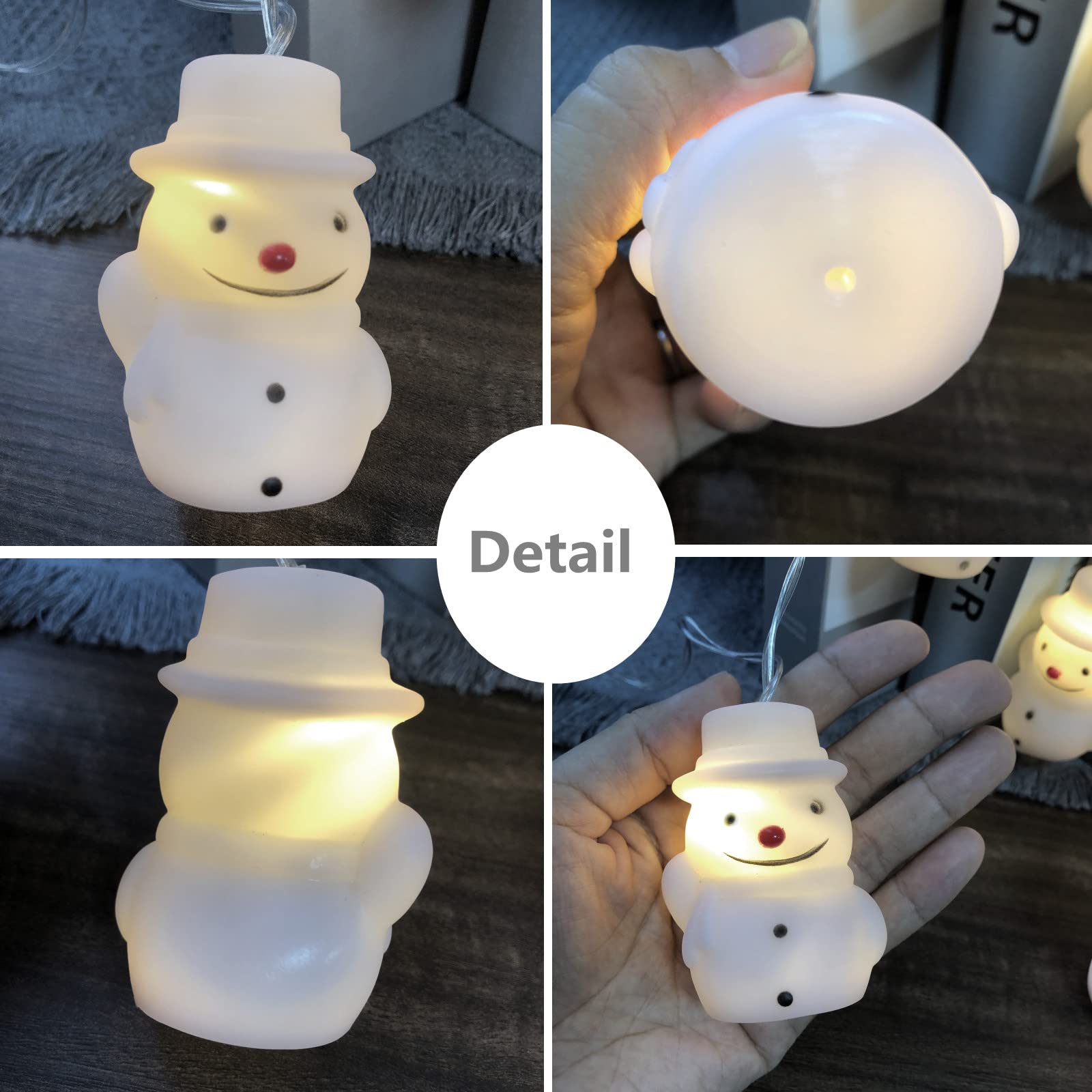 Guirlande Lumineuse Bonhomme De Neige 1,8m - 10 LEDs Alimentées Par Piles - Déco Noël Extérieur