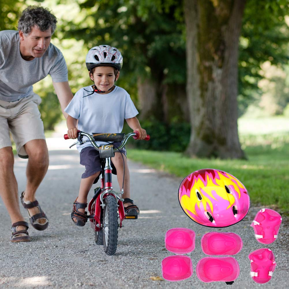 Ensemble de Protection Enfant Casque Genouillères Coudières Protège-poignets Réglable 7 Pièces