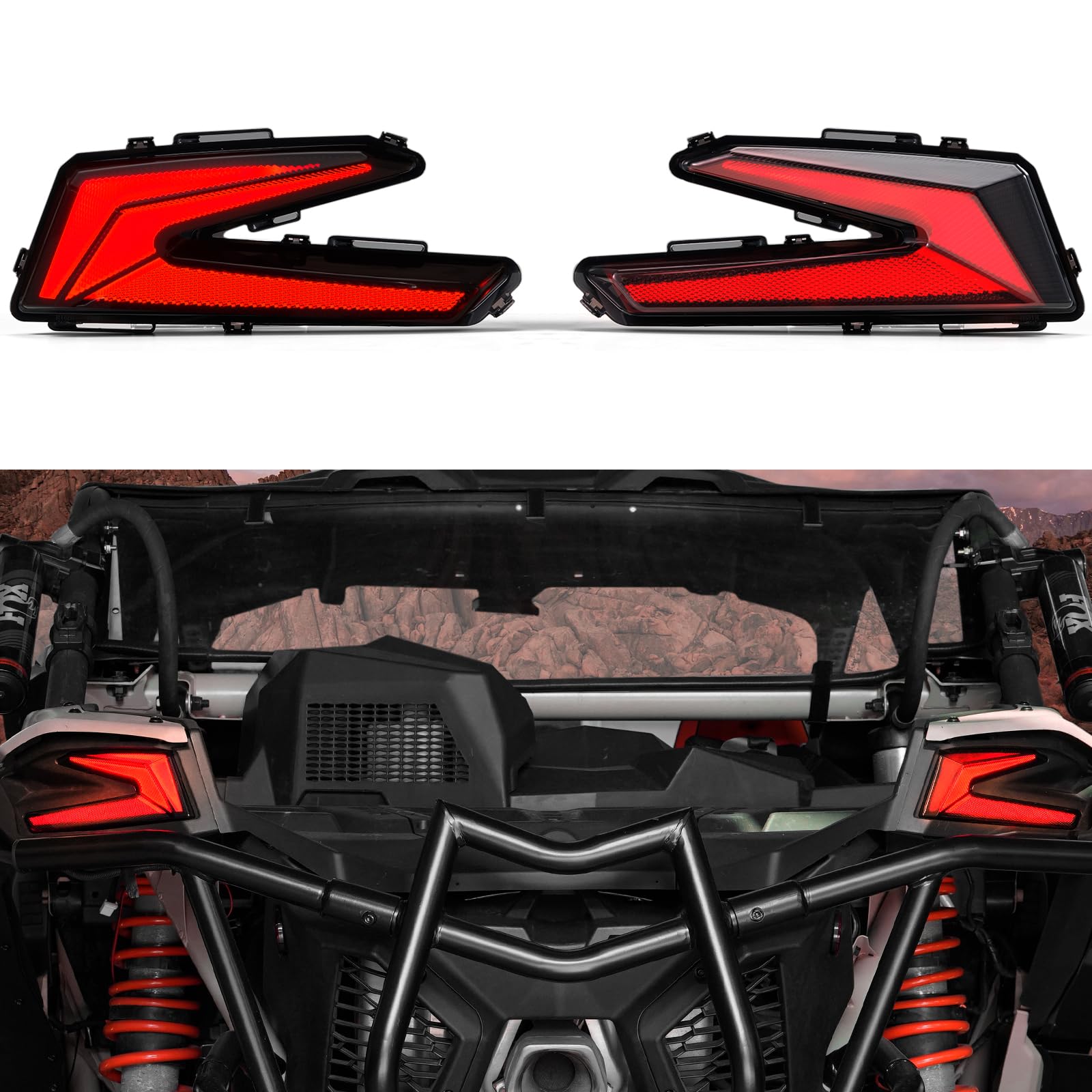 HAKA TOUGH Smoked LED Tail Lights for 2017-2024 Maverick X3 Accessories,Rear Brake Stop Tail Lamps Assembly Kits for Can Am Maverick X3 XDS XRS Max Turbo R,Replace OEM # 710004744,2PCS