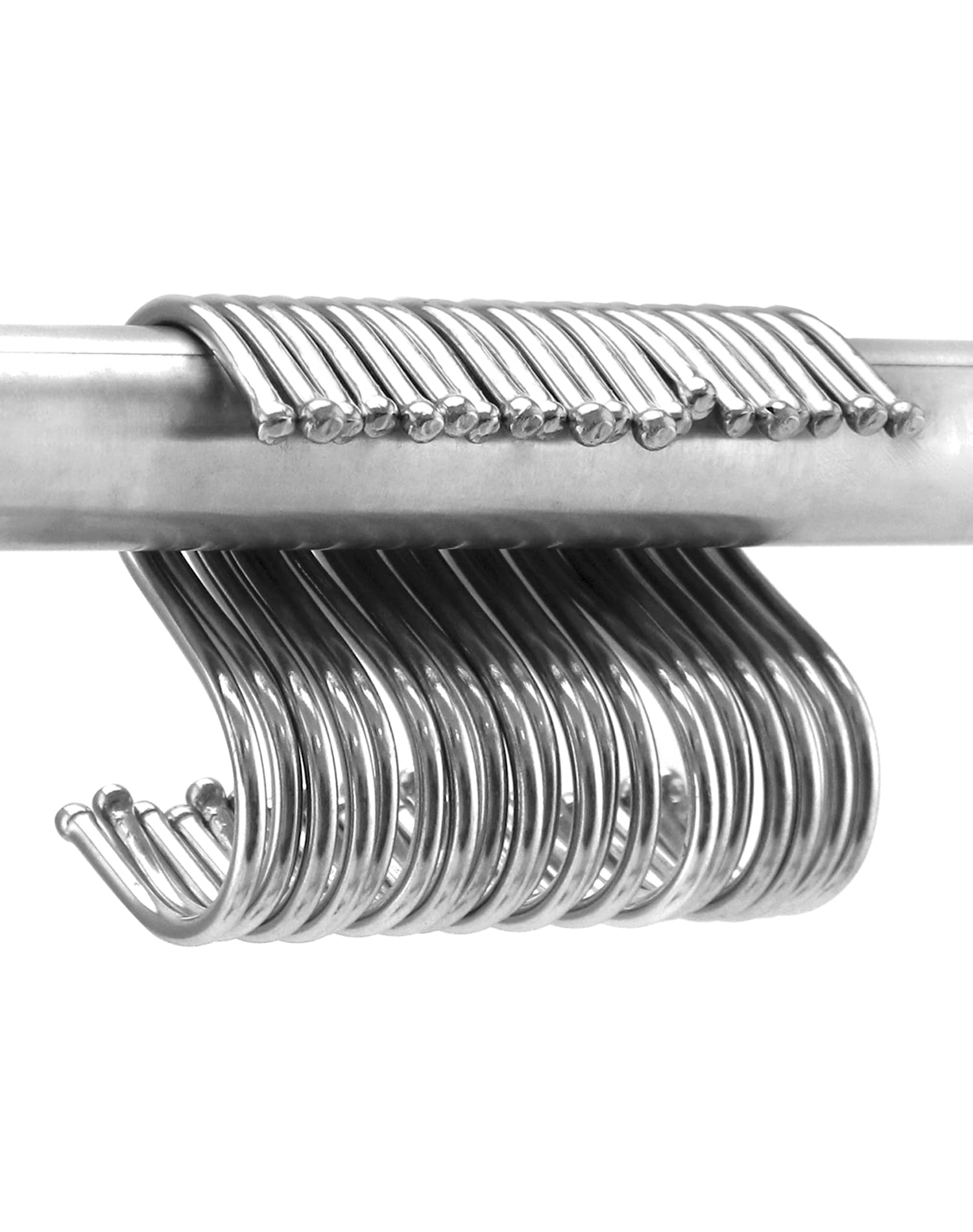 QWORK 30 Pezzi Ganci a S da Acciaio Inossidabile, 6.5 cm, Ganci Cucina, per Appendere Pentole e Padelle, Piante, Attrezzi, Vestiti, Asciugamani
