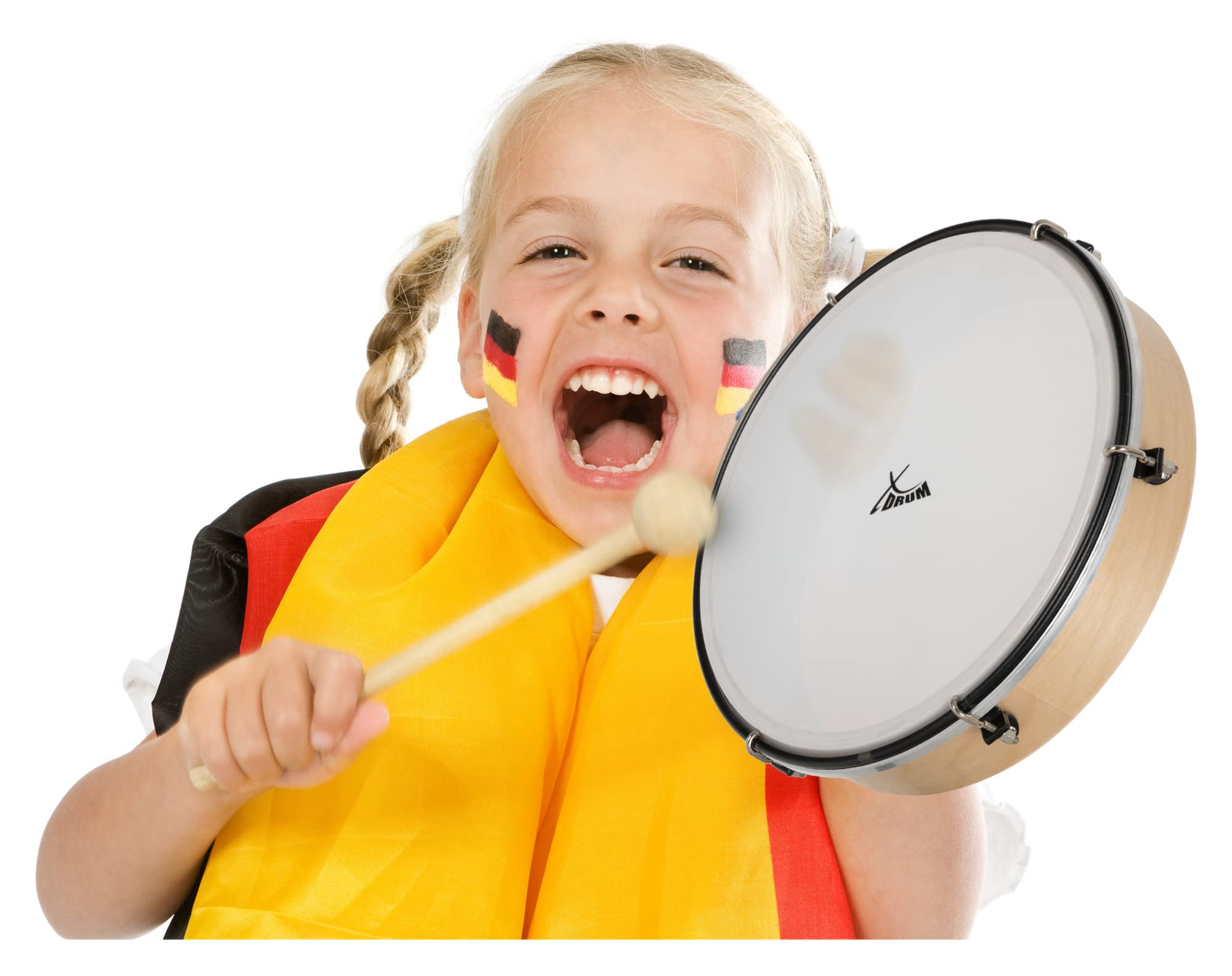 XDrum HTM-12K Pandereta De Mano De 12" Con Piel De Plástico Juego De 3 | Diámetro: 12" (30, 5 cm), Piel de poliéster resistente, Marco de madera de arce, Mango ergonómico, Altura: 6 cm, Uso Versátil