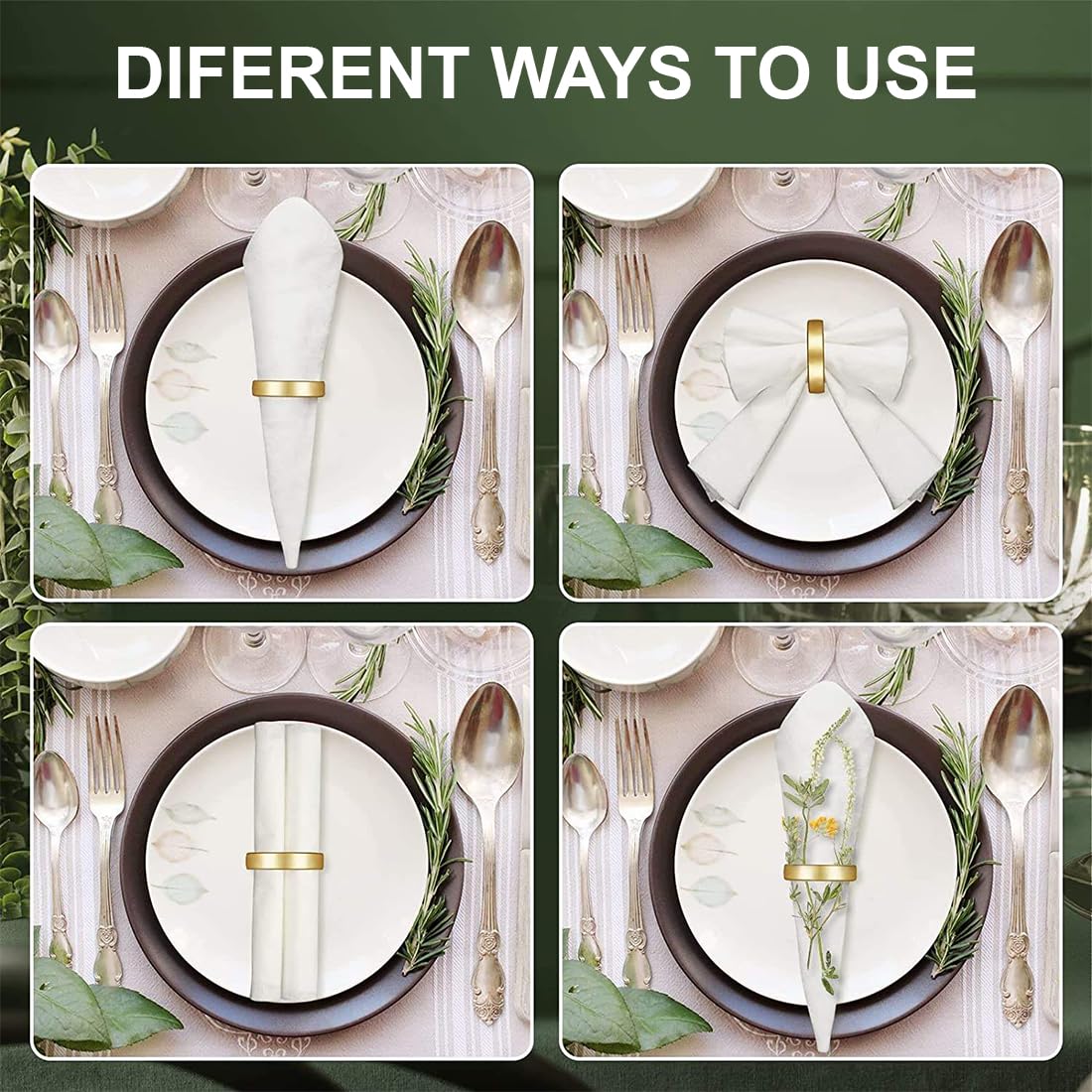 6 portatovaglioli in metallo color oro, per matrimoni, feste, cene, hotel, decorazione da tavola, porta tovaglioli (oro