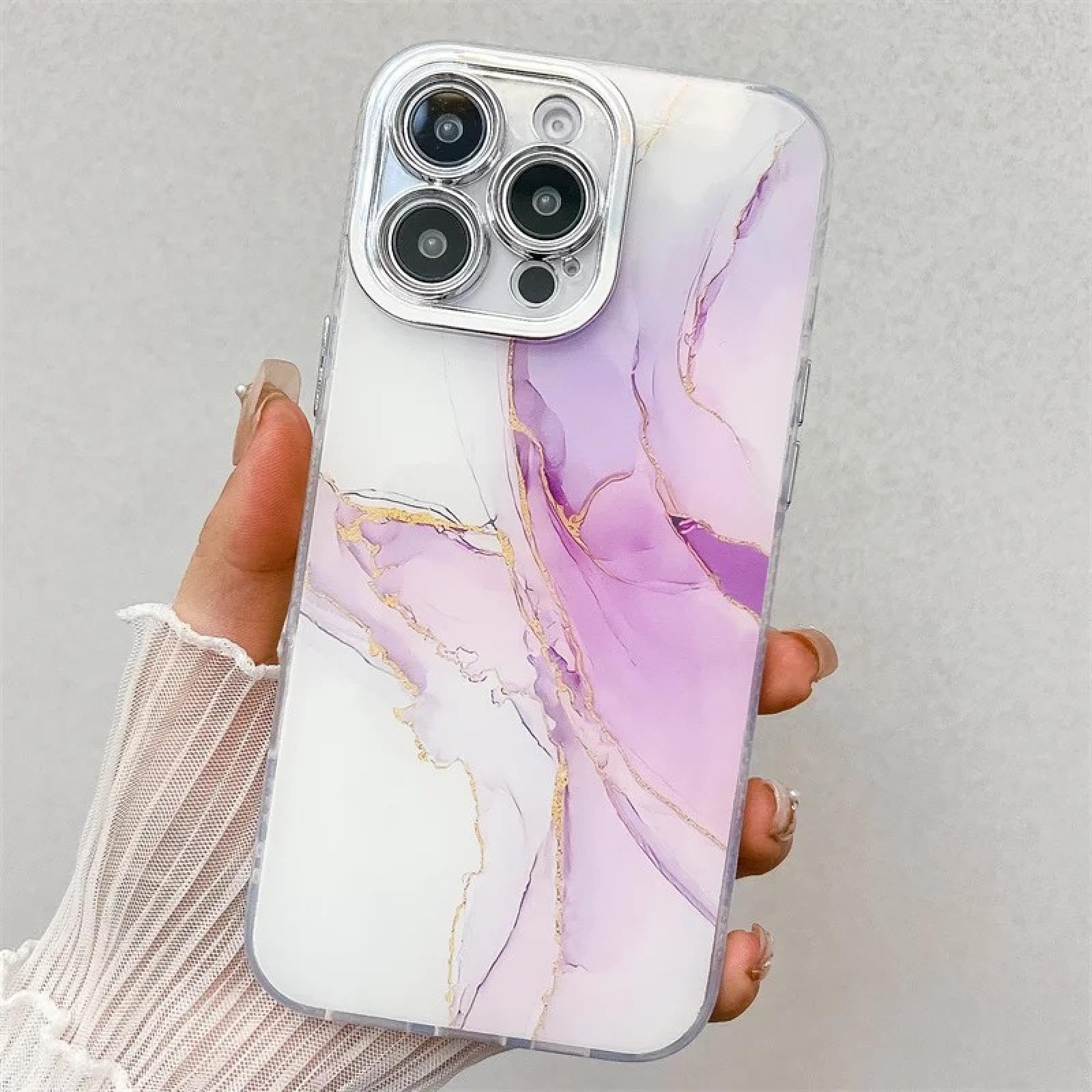 Coque iPhone 15 Pro Max marbre pailleté rigide chic - 7
