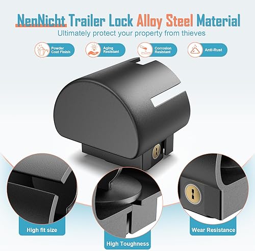 Miniatura 3 de Cerradura de remolque, cerraduras de acoplador antirrobo para remolque, se adapta a acopladores de 2 y 2-516 pulgadas, cerraduras de enganche de