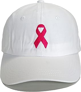 Breast Cancer Awareness Hat for Women, Embroidered Pink Ribbon Vintage Cotton Adjustable Baseball Cap