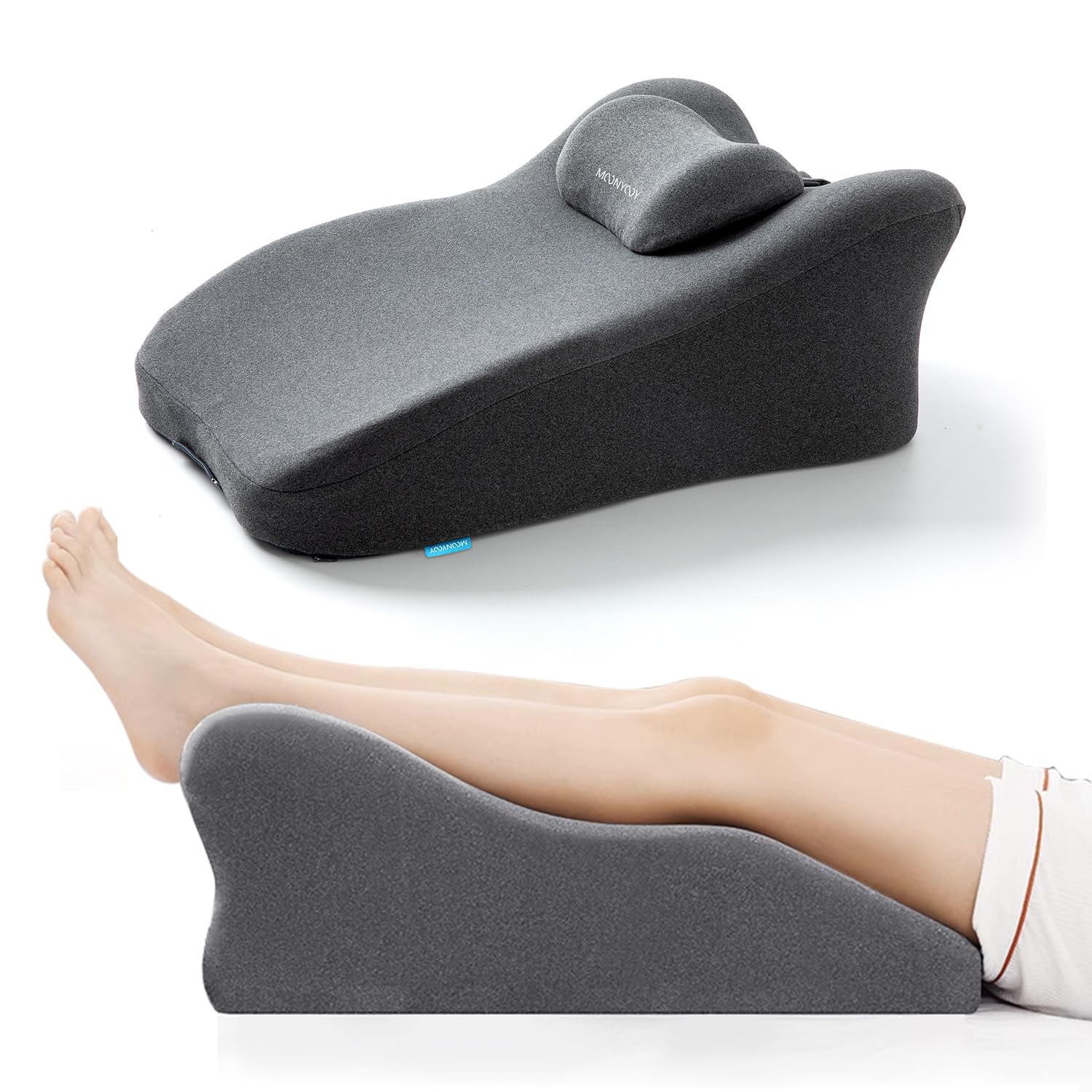 MOONYOOY Adjustable Leg Elevation Pillows for Swelling After Surgery, Cooling Memory Foam Leg Wedge Pillow for Blood Circulation, Wedge Pillow for Sleeping, Sciatica Back Knee Hip Ankles Pain Relief