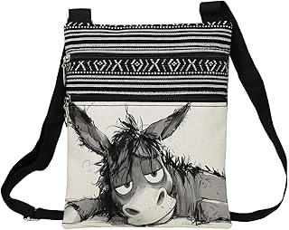 Funny Donkey Messenger Bag Small Ethnic Pattern Printed Adjustable Strap Crossbody Zipper Bag Funny Donkey Phone Bag Wallet Cute Shoulder Handbag for Women Friends -1