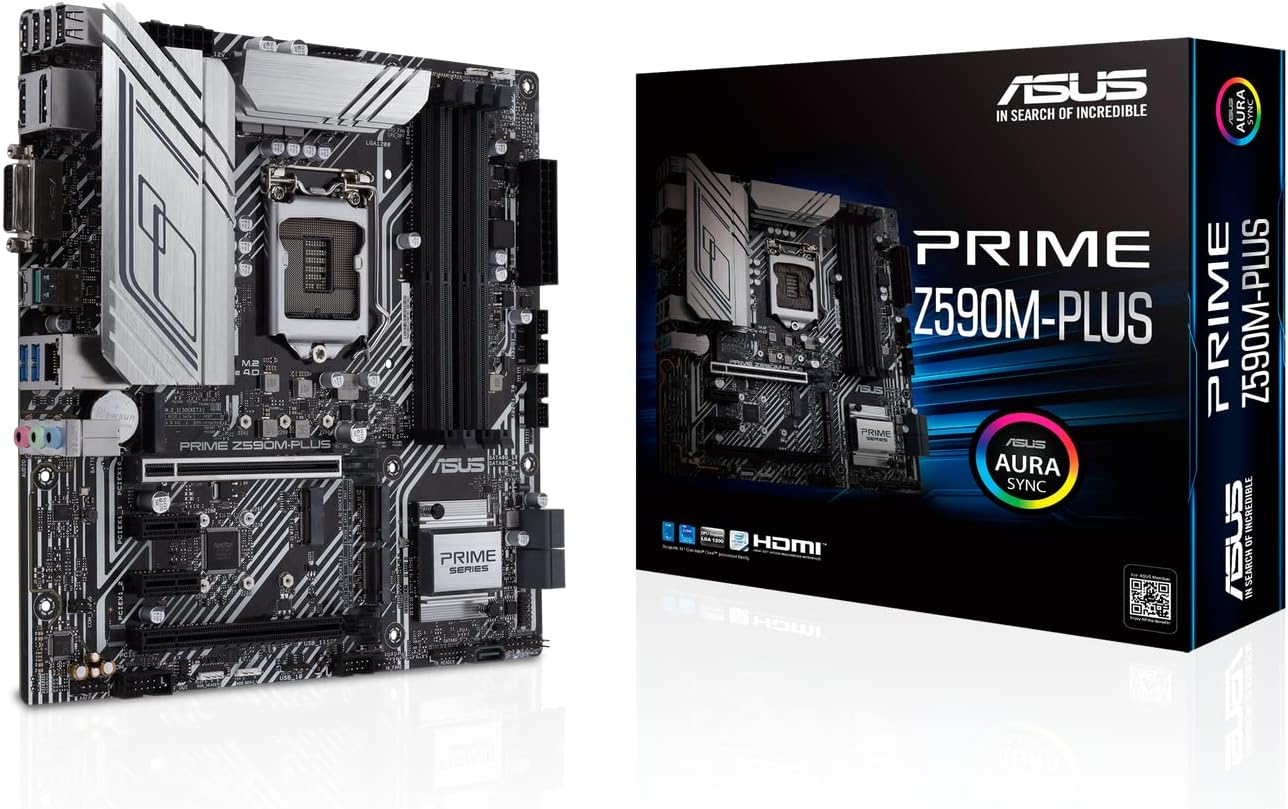 ASUS Prime Z590M-Plus Intel LGA 1200 Micro ATX Motherboard Intel LGA 1200 socket: Ready for 11th and 10th Gen Intel Core processors, black, Z590