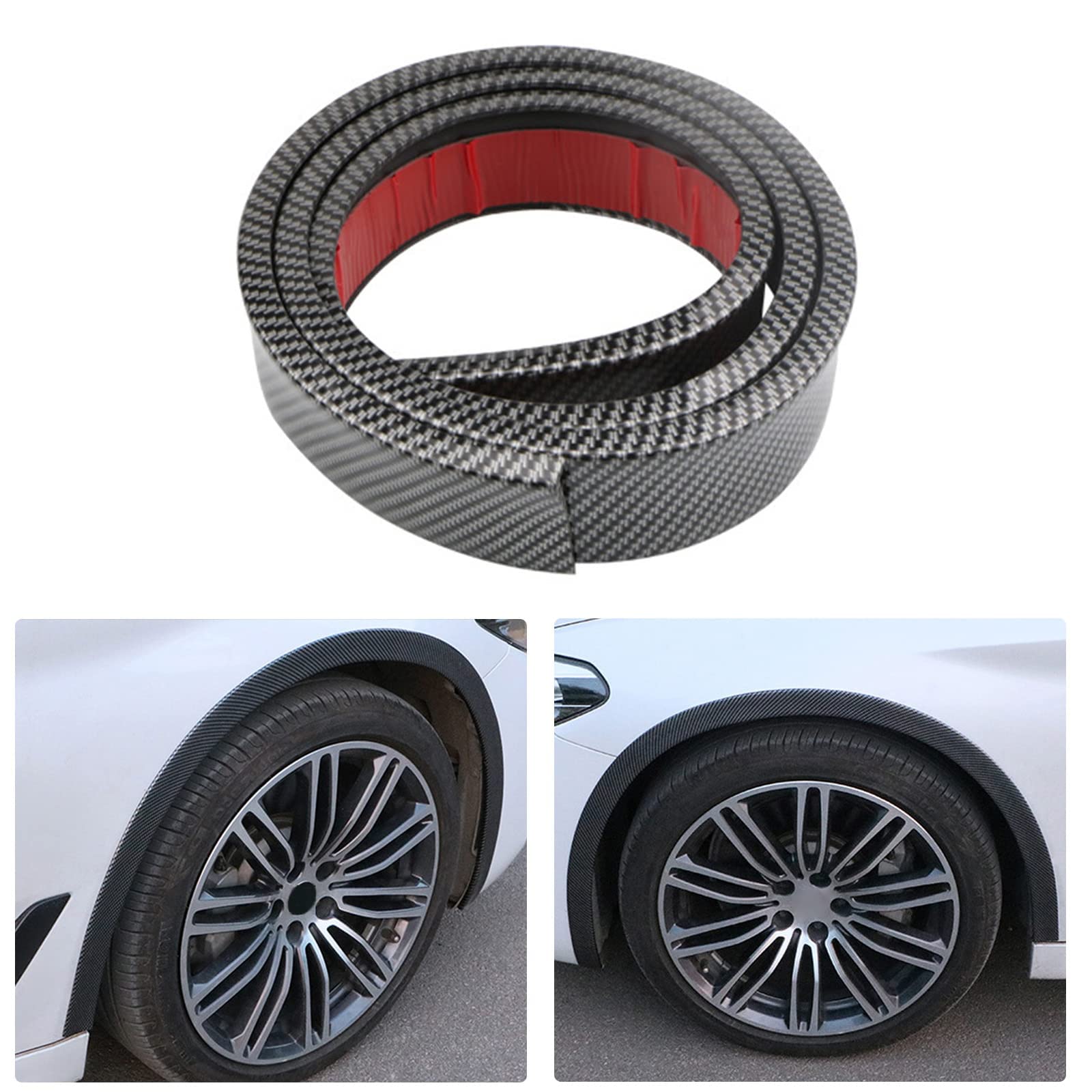 TERRIFI Car Fender Flare Edge Trim 1.5M Fender Flare Rubber Seal PVC Strip Self-Adhesive Wheel Eyebrow Sticker Car Wheel Fender Flare Eyebrow Arch Trim Lips Strip Flare Protector(Carbon Fiber)