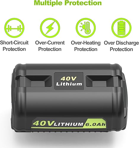 Miniatura 5 de Batería de repuesto de 40 V 6.0 Ah para Ryobi 4050A OP4040 OP40404 OP4030 OP4026 OP4050 OP4060A OP40201 OP40261 OP40401 OP40301 Baterías eléctricas