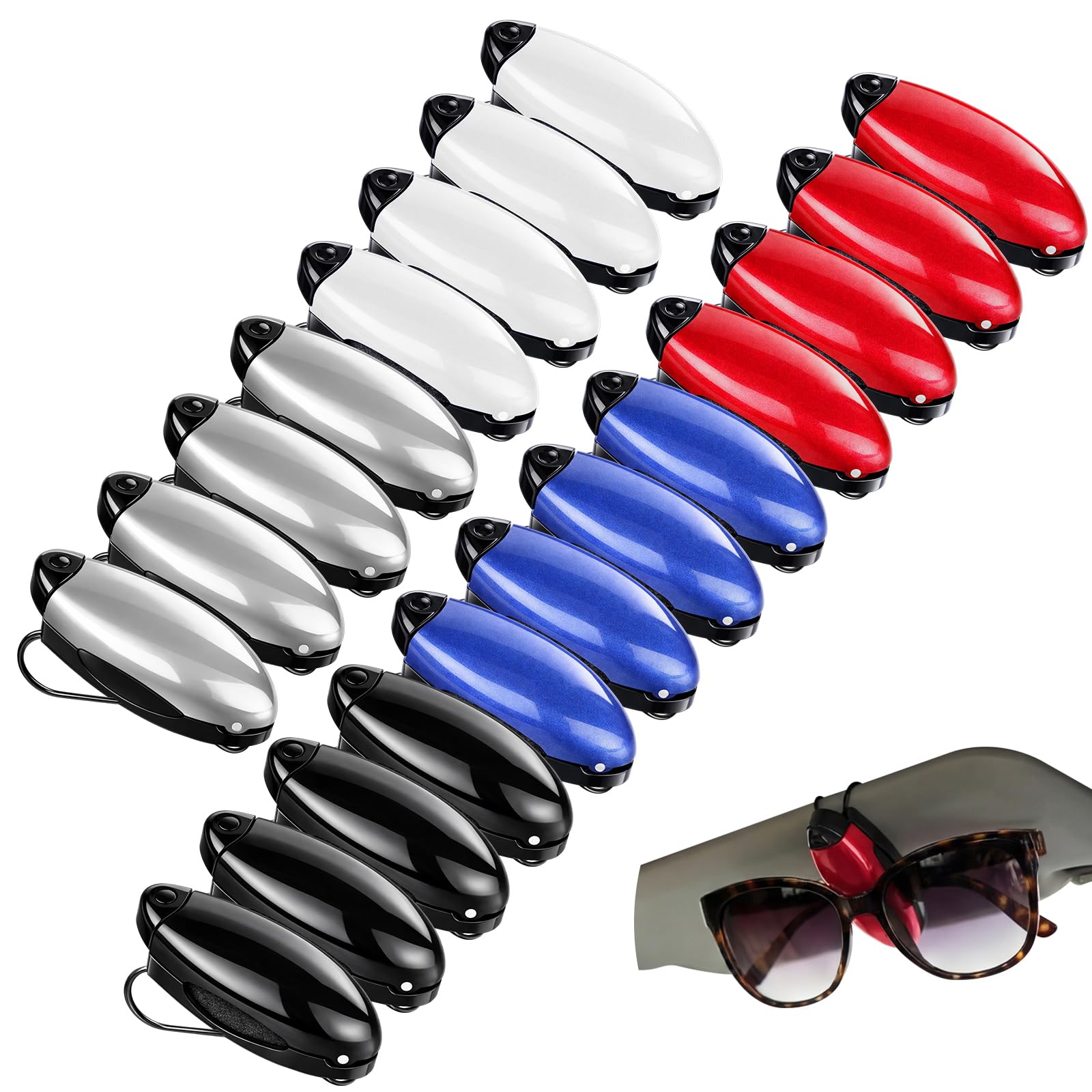 Frienda 5 Pcs Car Sun Visor Clip Sunglasses Holder,Classic Color | Visor Clips for Eyeglasses, Securely Holds Glasses, Ticket Card Holder, Metal Shell Spring Clip, For Women Men Drivers
