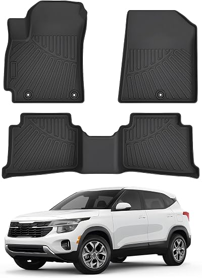 Floor Mats Custom Fit for Kia Seltos 2021 2022 2023 2024 2025 2026 for Seltos Accessories TPE 3D All Weather 1st & 2nd Row Heavy Duty Waterproof Durable Floor Liners