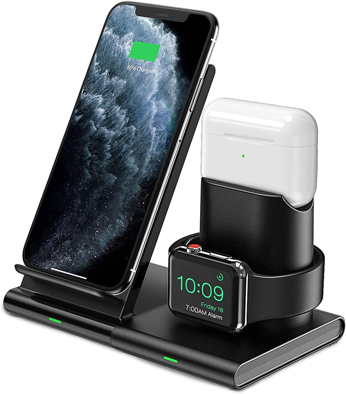 Hoidokly Wireless Charger 3 in 1 Charging Station Dock for Airpods Pro/3/2, AppIe Watch 8/7/6/5/4/3, Fast Wireless Charging Stand for iPhone 14 Pro Max/14/13/12/11/XR/XS/X/8/8 Plus(NO QC 3.0 Adapter)