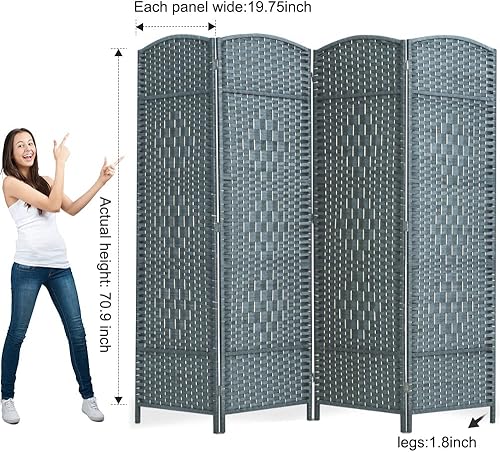 Miniatura 2 de Divisores de habitación de 6 pies de alto - 20 pulgadas de ancho pantalla de privacidad independiente con fibra tejida de diamante, divisor de pared