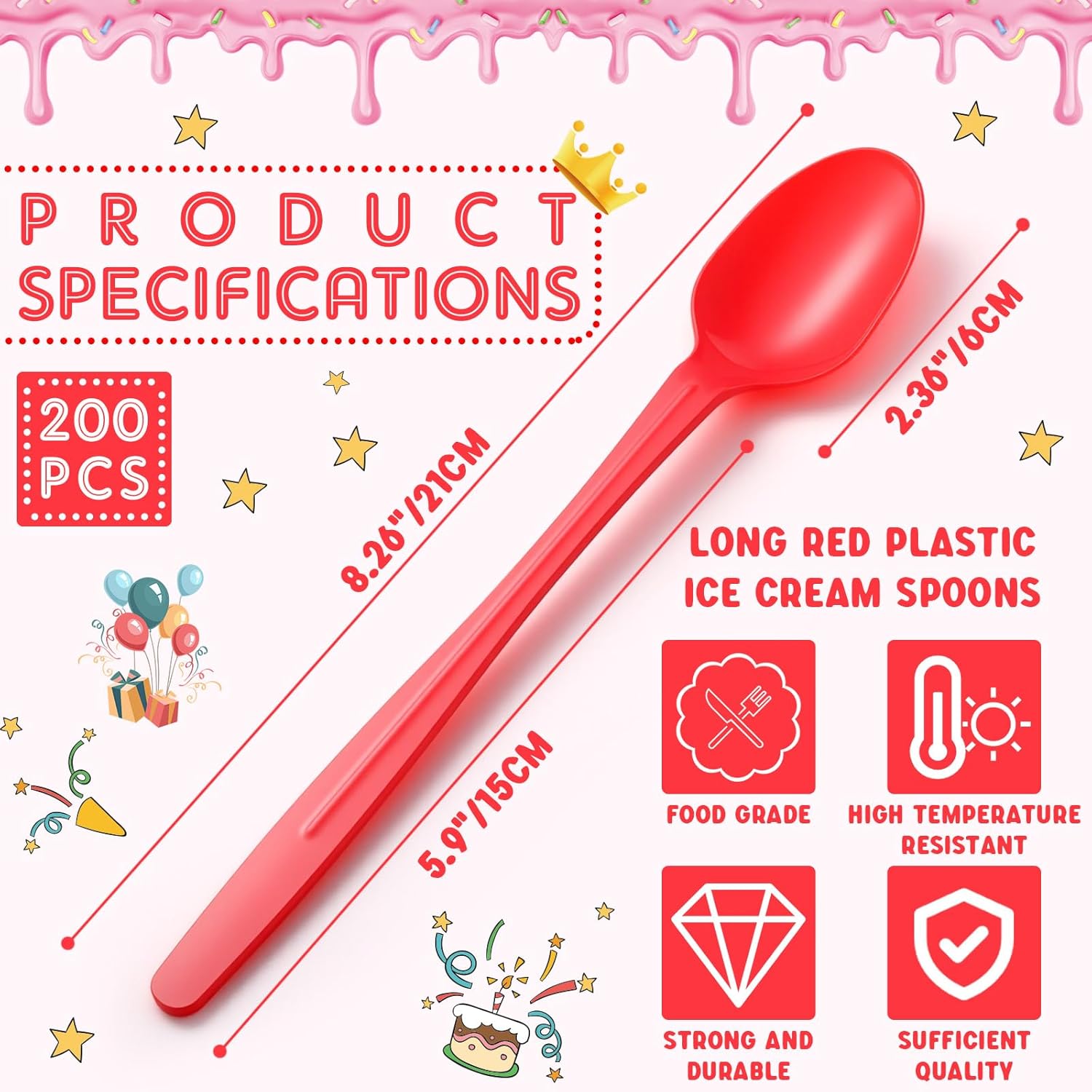 Extra Long Spoons for Ice Cre Floats Plastic Sundae Spoons Bulk