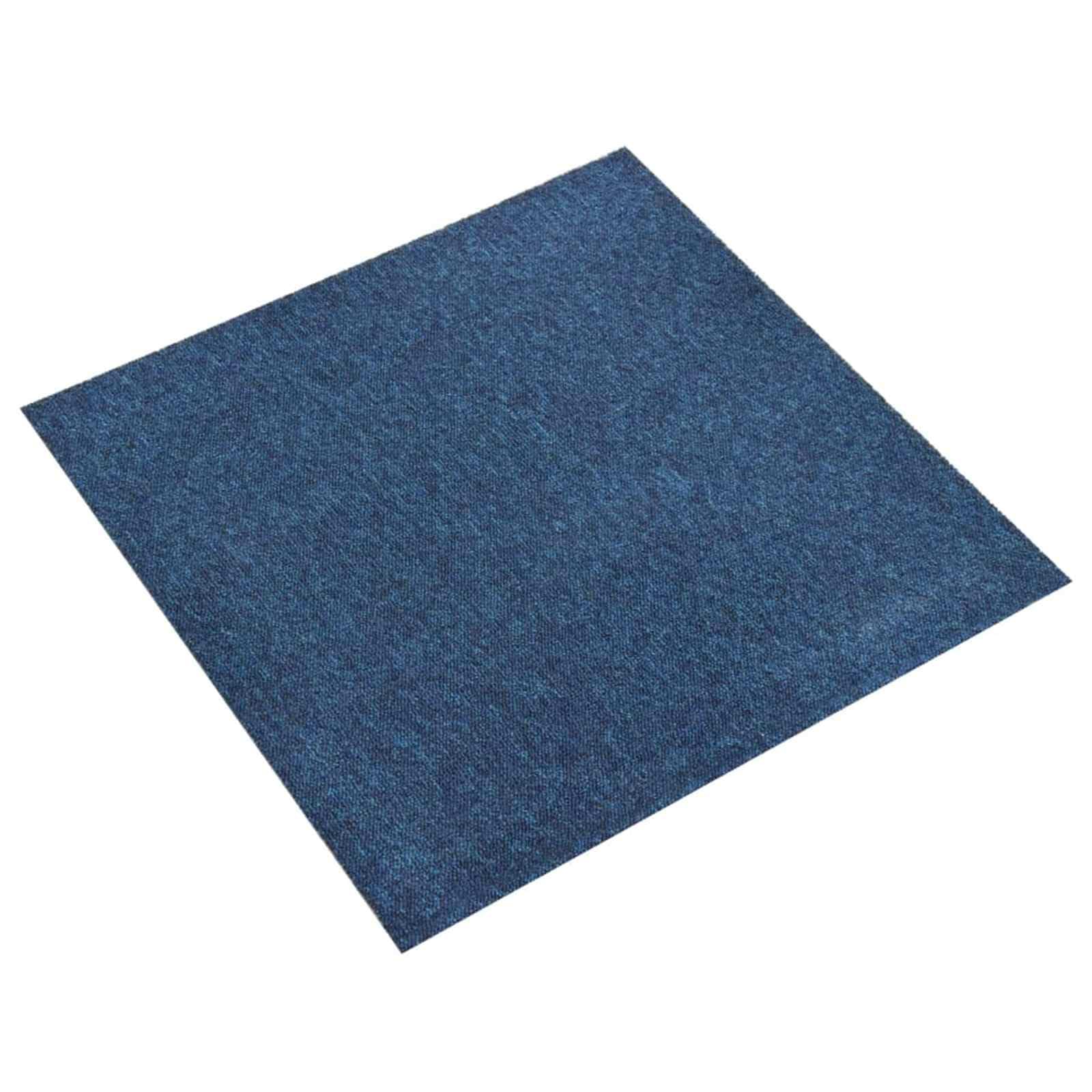 Juego de 20 baldosas de moqueta de 50 x 50 cm, de polipropileno, modulares para interiores, color azul oscuro, fáciles de limpiar, para salón y oficina