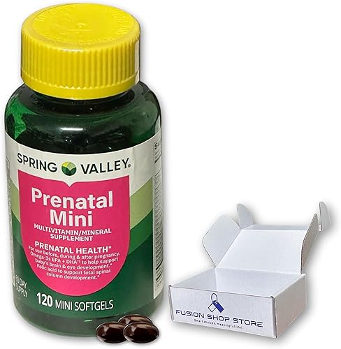 Vitaminas prenatales para mujer, 120 mini cápsulas blandas multivitamínicas/multiminerales (paquete de 1), en caja por Fusion Shop Store