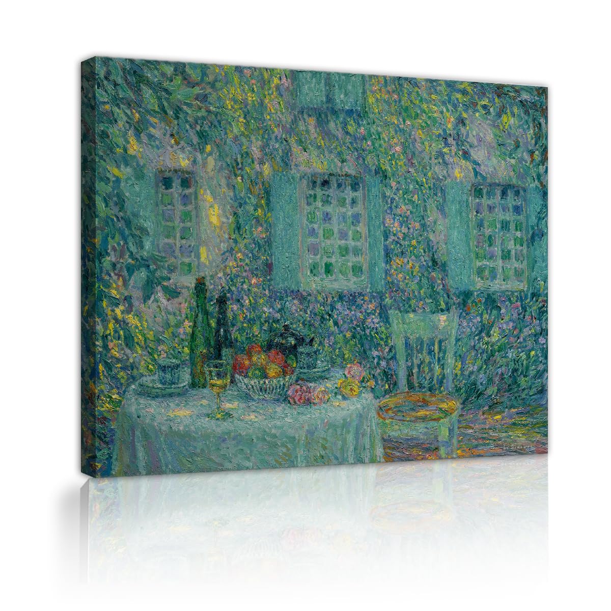 TOANGWALL Henri Le Sidaner The Table in the Sun Canvas Wall Art Kitchen Intimate Garden Fruit Table Framed Art Prints for Restaurant Decor 40x50cm