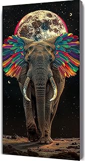 Diamond Painting Elephant Diamond Art Kits for Adults, Diamond Art Animal Diamond Painting Kits for Adults, Gem Art Diamond Dots Crafts for Adults, Round Drill Diamond Painting Large Size 12x24in 5-S