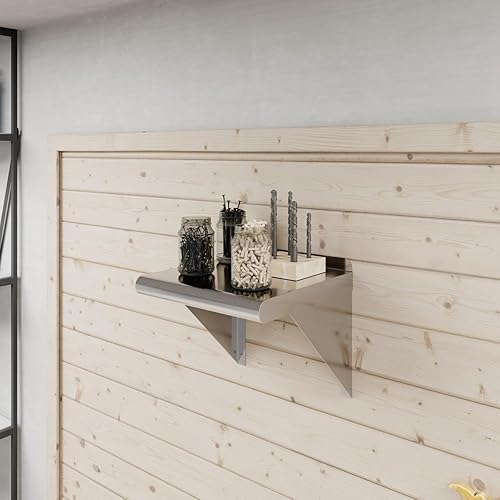 Vista 56 de AmGood Estante de pared de acero inoxidable de 60 pulgadas de largo x 8 pulgadas de profundidad Certificado NSF Estantería de metal