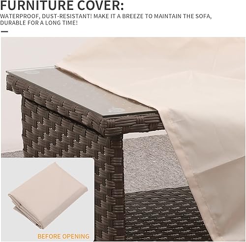 Miniatura 20 de Rattaner Mesa de patio exterior de 46 pulgadas, mesa de centro para exteriores con almacenamiento, mesa de comedor al aire libre, color gris