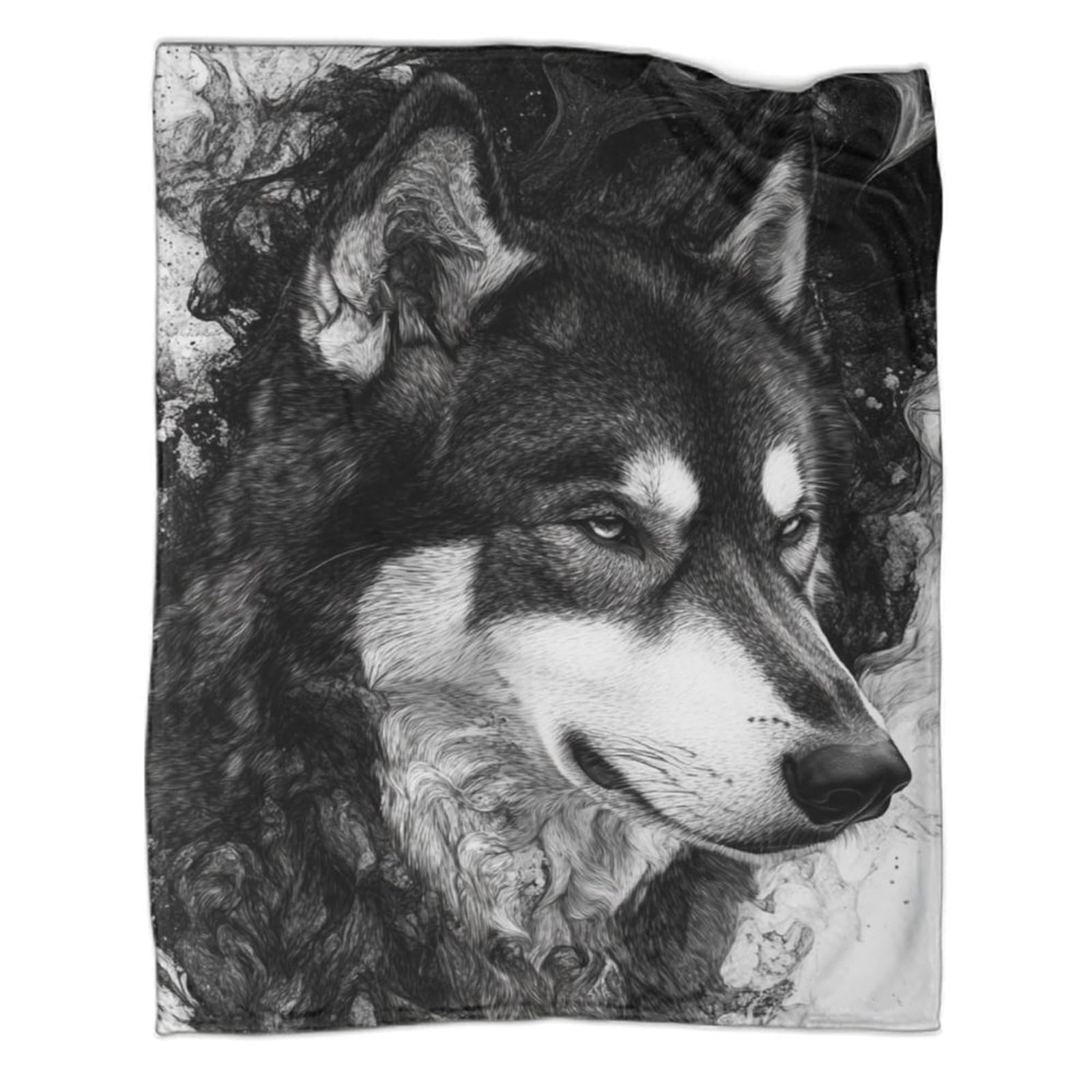 Plaid canapé confortable et chaud en microfibre imprimée chien Husky