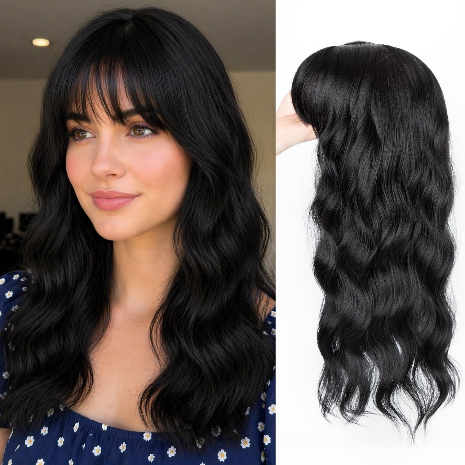 Sakuraaa Hair Toppers for Women with Thinning Hair 18inch Toppers With 6.5×6.5 Large Base Long wavy Layered Premium Synthetic Hair Pieces (dark brown)