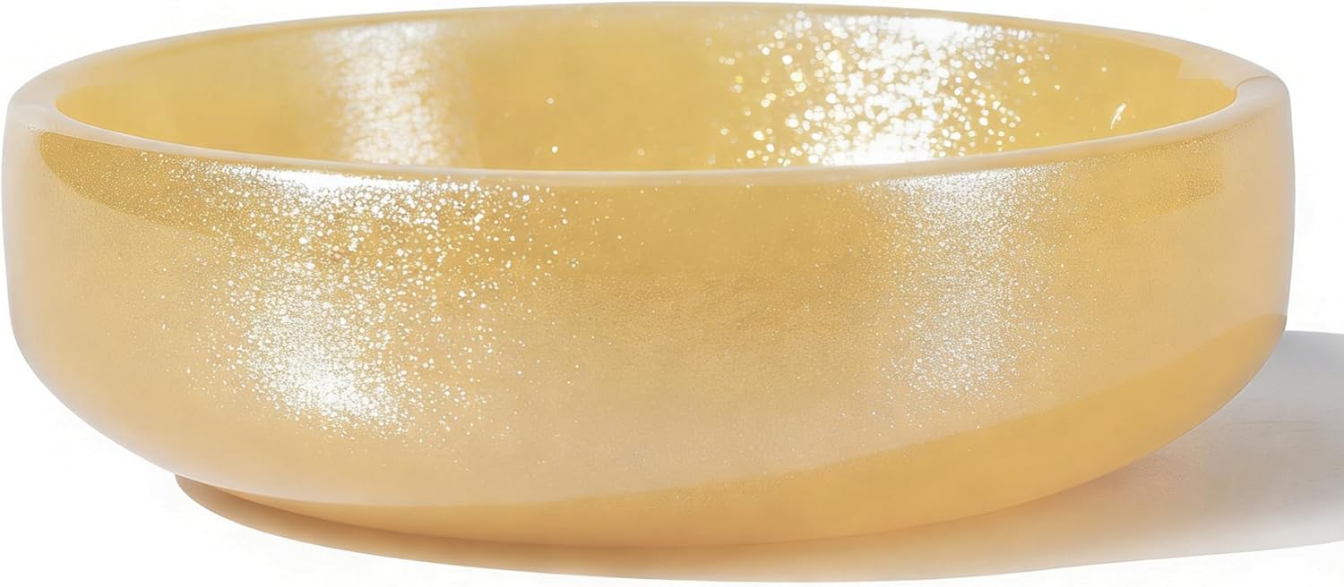 6.29" Decorative Bowl, Natural Yellow Topazite Stone Decorative Bowls for Home Decor, Key Bowl