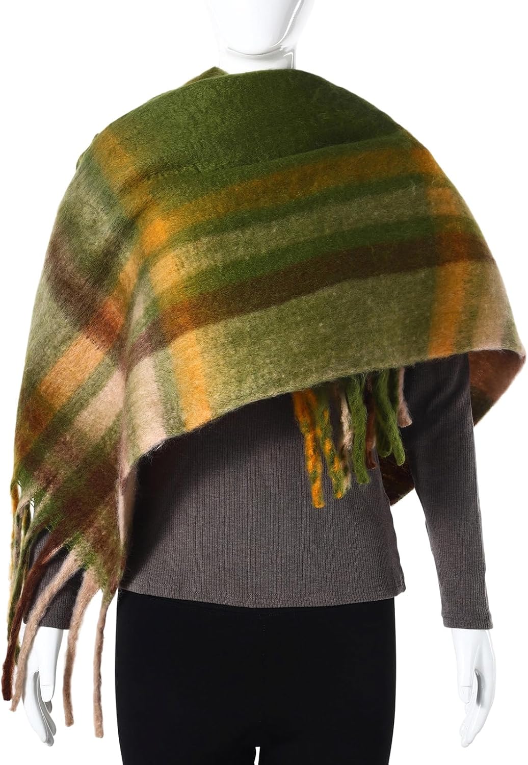 AUSEKALY Women's Scarf Big Colorful Thick Blanket Wrap Winter Oversized Warm Chunky Scarves Solid - Image 5