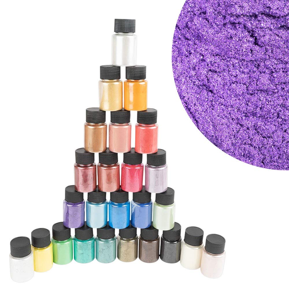 Ideen mit Herz Mica-PPolver, pigmenti con effetto madreperla, colore resina, 25 pezzi da 10 g, ideali per miscelare con resina epossidica, come colore sapone, per creare candele fai da te
