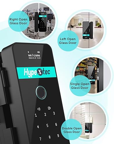 Miniatura 7 de Cerradura de cristal inteligente sin taladro para puertas sin marco, cerraduras de puerta de entrada sin llave de inversión automática con 5 formas