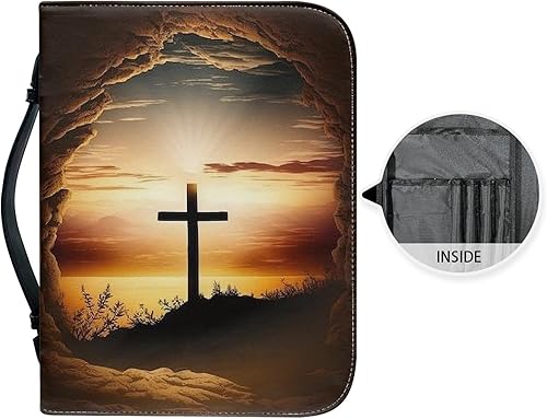 Miniatura 6 de PORCLAY Cross Lay - Funda plana para la Biblia para mujeres y hombres, funda para Biblia con asas, funda de transporte de la Biblia de cuero