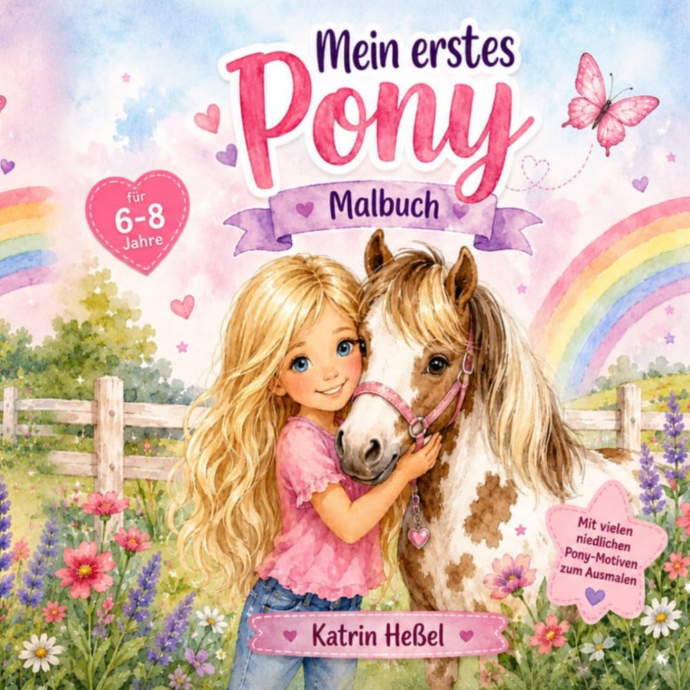 Mein erstes Pony: Zauberhaftes Malbuch für Kinder von 6 bis 8 Jahren – Wunderschöne Ponymotive zum Ausmalen und Träumen