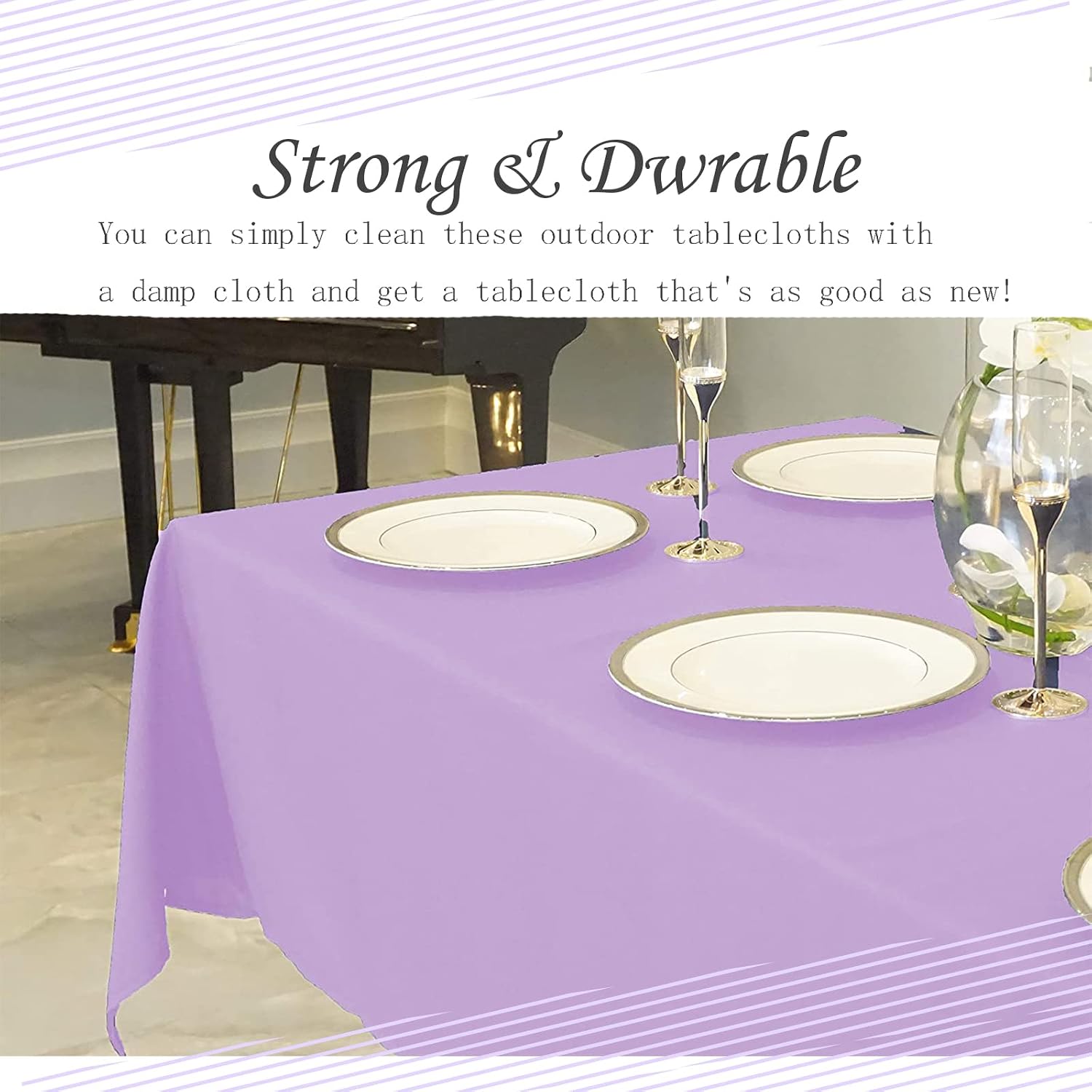 2Pcs 137*274cm Purple Disposable TableCloth Table Covers,Rectangular Dining Disposable Tablecovers Plastic Purple Table Cloth Party for Picnic,Baby Shower,Christmas,Birthday Parties Decorations - Image 5