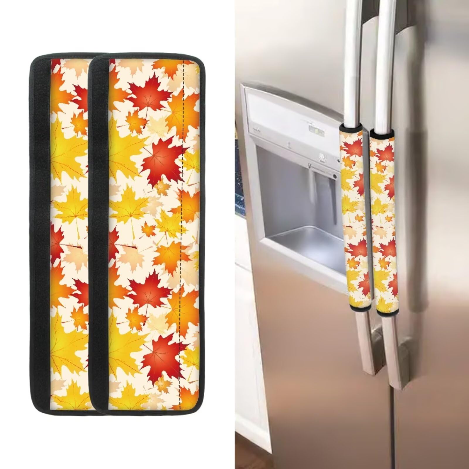 GLENLCWE Fall Maple Leaf Refrigerator Door Handle Covers for Ovens Dishwashers Non Slip Kitchen Decor,Kitchen Appliances Stain Assistant Stylish Kitchens Decor