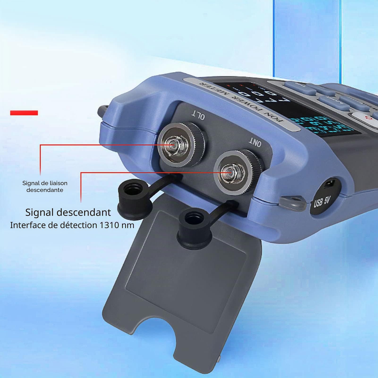 Luqeeg Mesureur de Puissance de Fibre Optique, Localisateur de Défaut D'indicateur de Puissance Optique avec Connecteur SC FC et Adaptateur USB, Compteur de Puissance Optique, Optical Power Meter