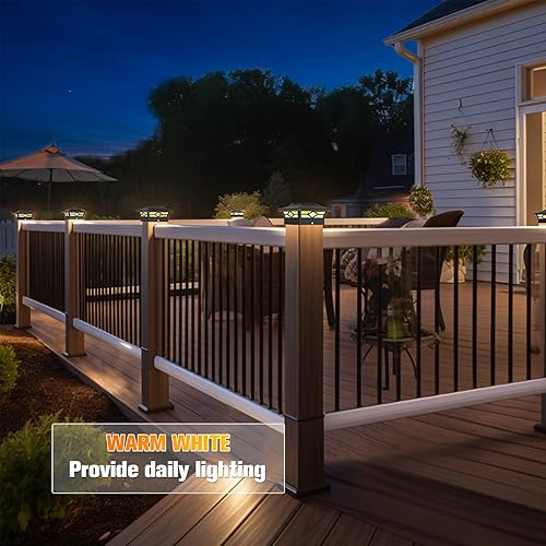 Miniatura 4 de VOLISUN Luz solar para poste impermeable al aire libre cambio de color RGB - Luces solares intermitentes de tapa de valla 8 unidades negras para