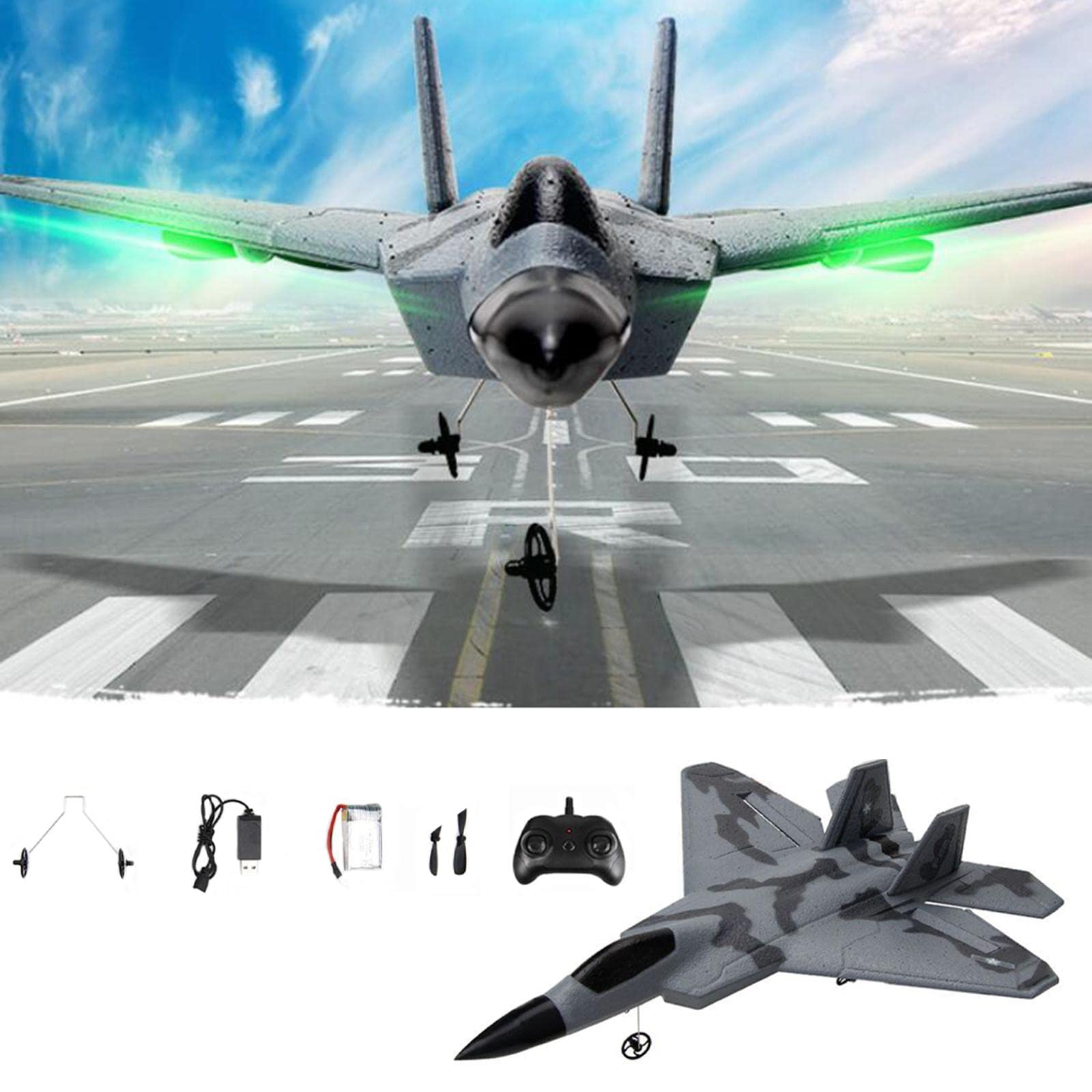 1 Pieza Avión RC Avión Radiocontrolado FX622 Plane Control Remoto Espuma Juguete Motor Doble Aplicable para Principiantes Adultos Juegos Al Aire L, 1 batería