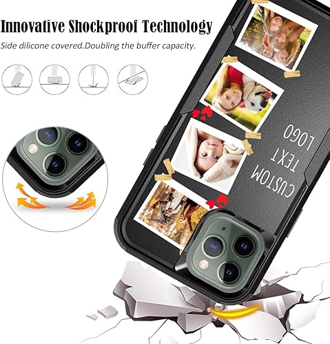 Vista 164 de Funda de fotos personalizada para Apple iPhone 11 Pro Max, patrón de collage a cuadros, personalizado para hacer imágenes en gruesa 3 híbrida Rosa