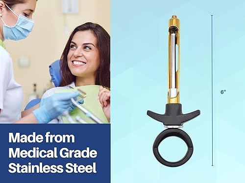 Miniatura 6 de ARTMAN INSTRUMENTS Jeringa dental aspirante 0.1 fl oz Set de 3, jeringa anestésica negra y dorada, instrumento dental de precisión