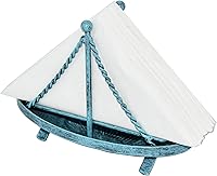 Vista 7 de OwlGift Servilletero de metal en forma de velero, dispensador de toallas de papel de mesa, estante clasificador de cartas de correo, almacenamiento