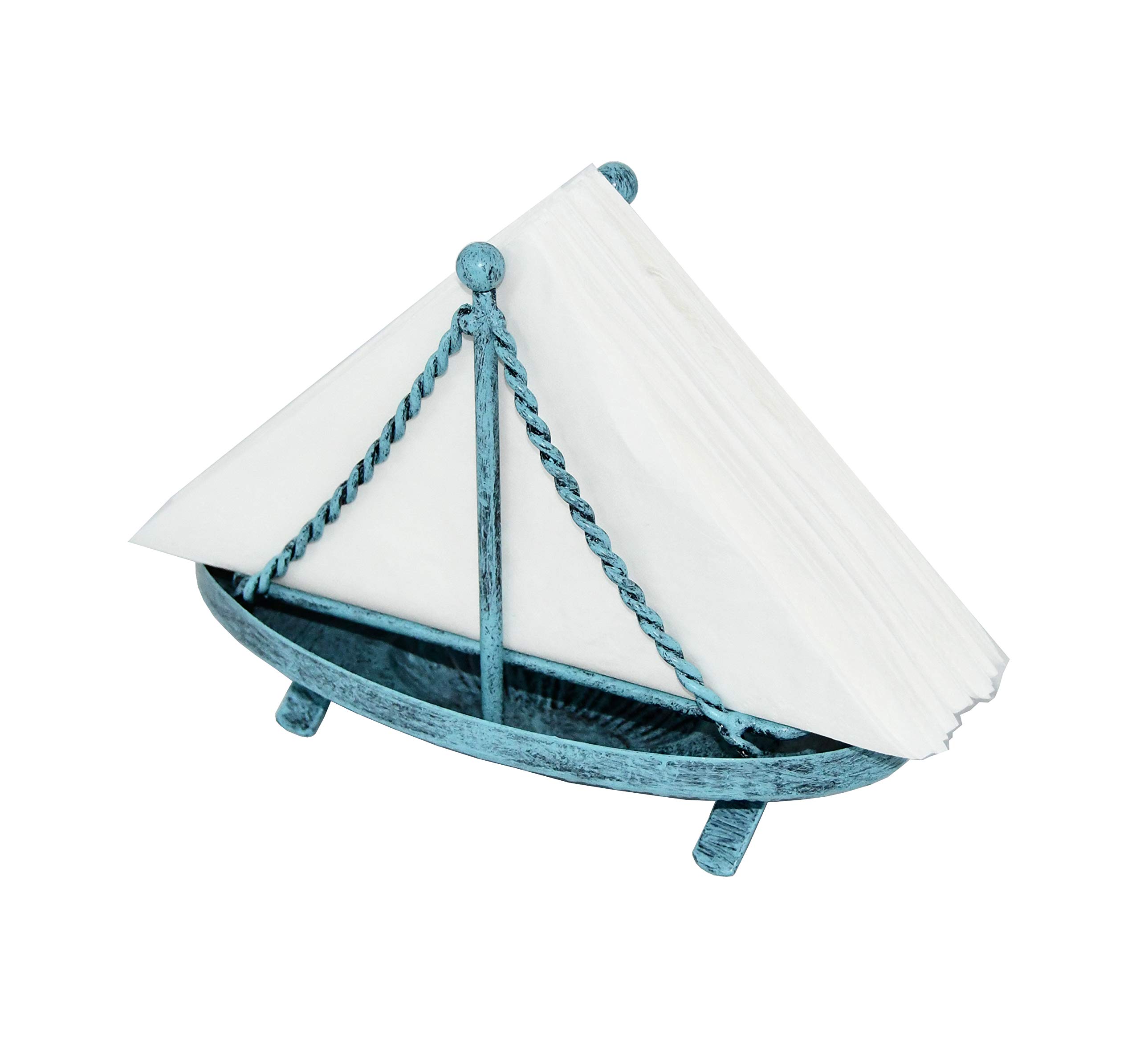 Servilletero de metal estilo barco, dispensador de toallas de papel, dispensador de servilletas de papel, organizador para cocina, restaurante, decoración del hogar, turquesa