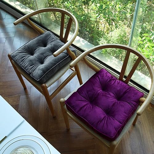 Miniatura 3 de vctops Almohadillas de terciopelo suave con lazos, cómodo cojín de asiento sólido para sillas de comedor, sillas de oficina, suelos de madera dura