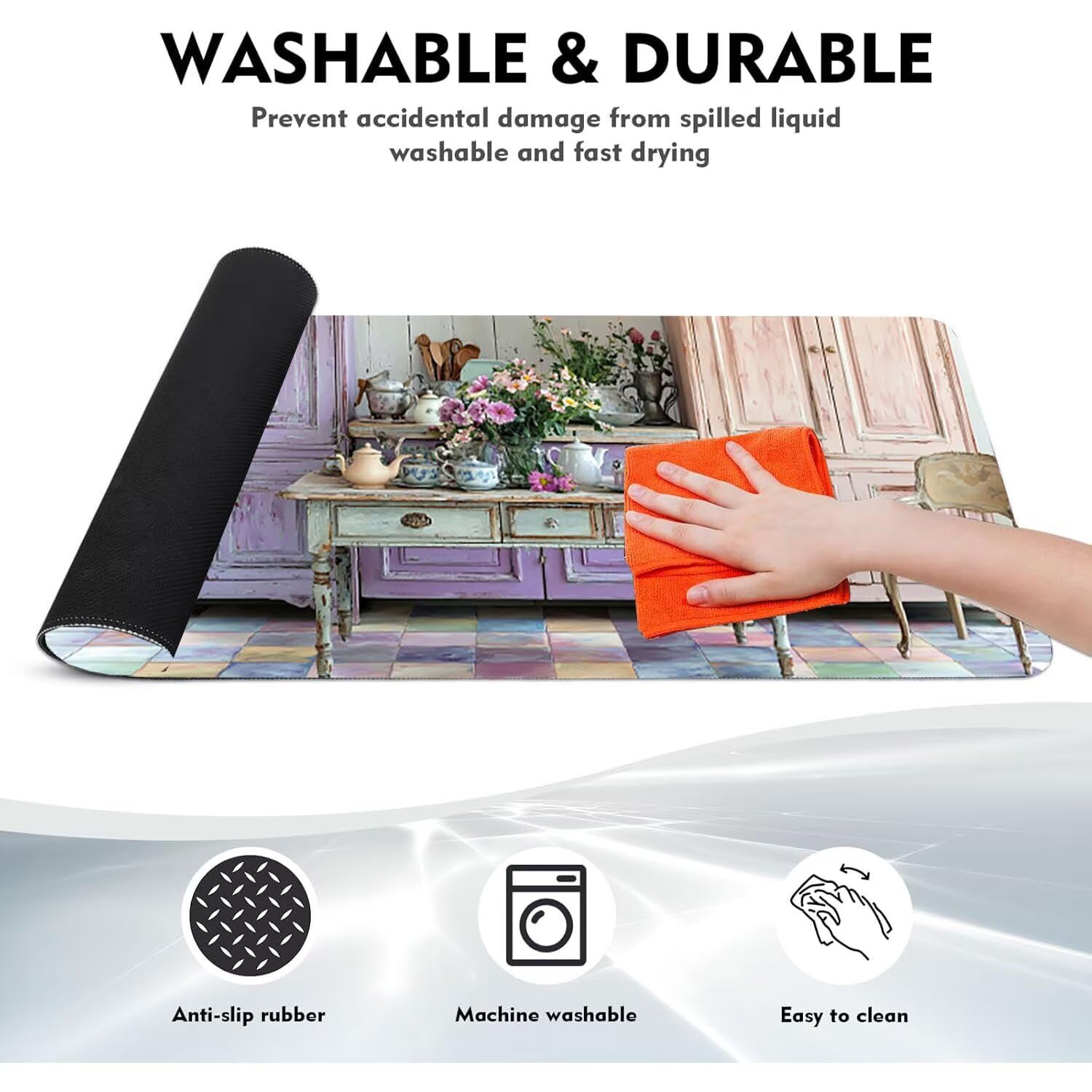 Alfombrilla Ratón, XXL 1200 x 600 mm Mouse Pad Grande Gaming, Alfombrilla Antideslizante,Tapete Escritorio con Bordes Cosidos, Desk Mat para Jugadores, Pc, Oficina Accesorios (Cocina) K-129