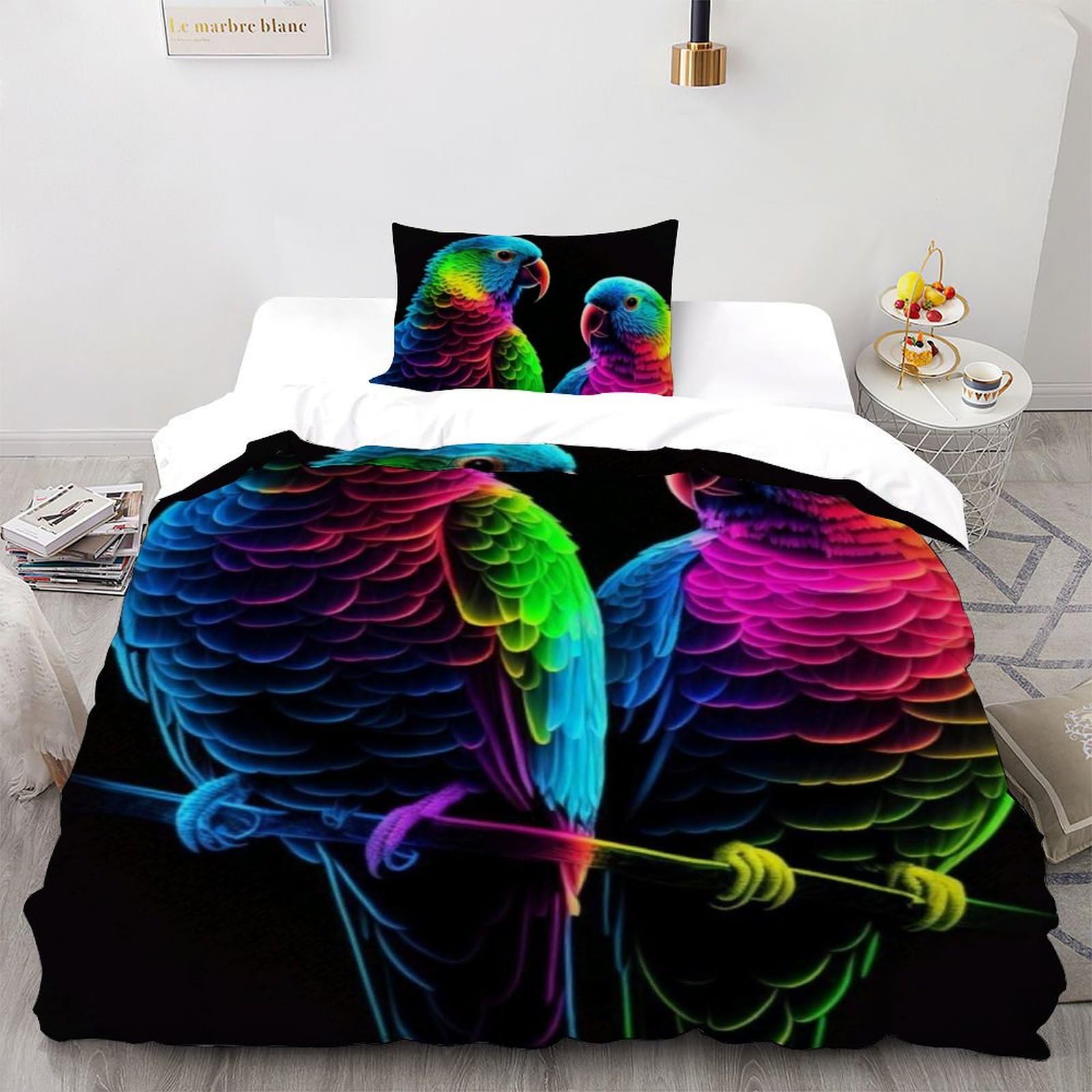Parrot duvet coton set de deux pièces 135x200cm style art