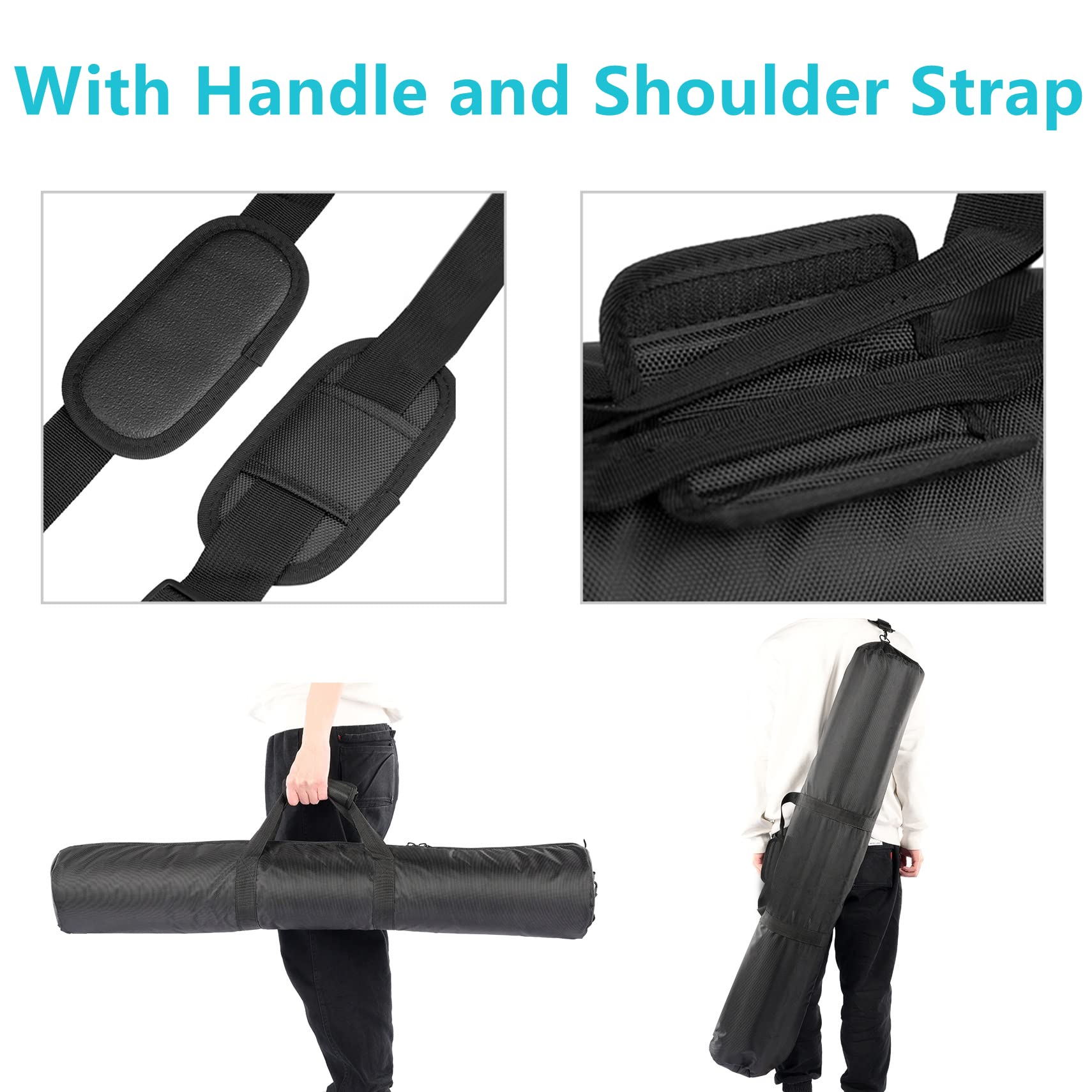 Selens Sac de transport pour trépied photo 100 x 20 cm - Sac de transport rembourré pour support C - Support de lumière - Support de fond - Trépied - Parapluie de studio - Lumière flash, Noir
