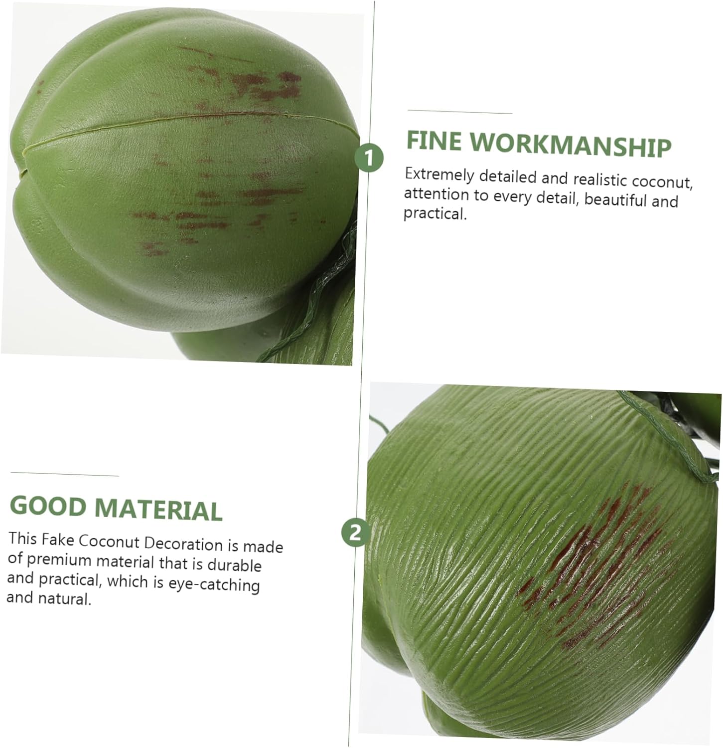 Fake Coconut Decoration Realistic Plastic Coconut Fruit Prop for Home Decor Restaurant Display Party Supplies