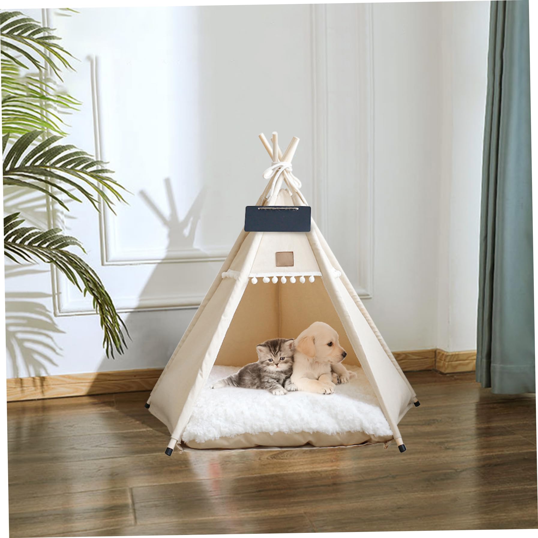 Tipi pour Chien et Chat Tentes de tipi Portables pour Animaux de Compagnie avec Coussin et Petit Tableau 20 Pouces Haut Niche d'intérieur Lavable pour Chiot Lit Doux pour Animaux Moins 7 kg