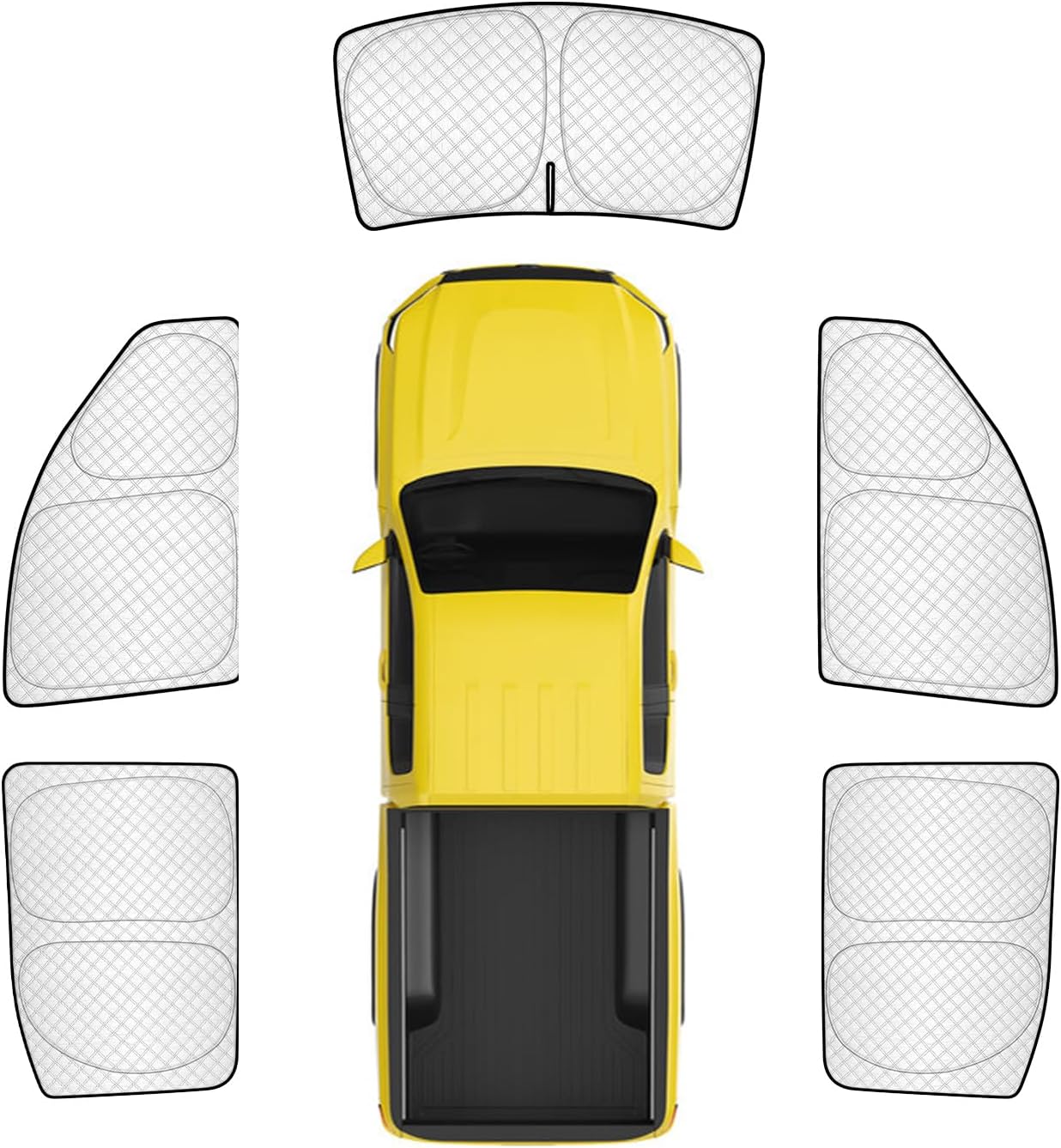 KMF 5pcs Thicken Full Window Sun Shade for GMC Sierra Accessories 2019-2025(1500 2500 3500), Privacy Car Window Covers Sunshade for Windshield Side, Sun Visor UV Block and Blackout for Camping